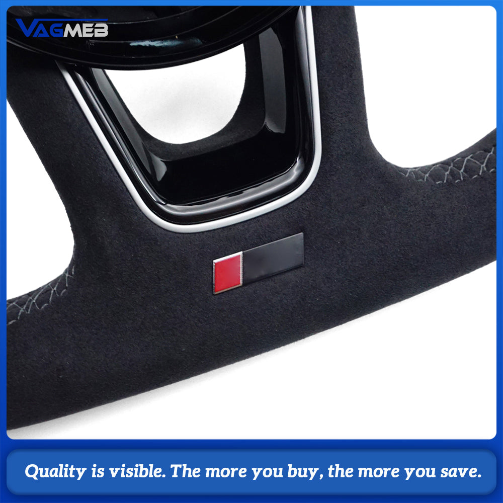 For Audi A4 B9  Sports Style Semi-perforated Leather Steering Wheel