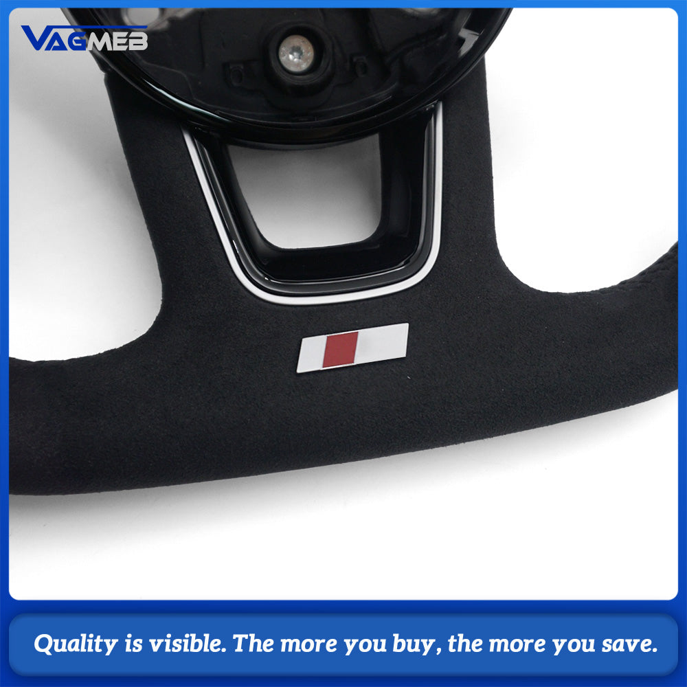 For Audi A4 B9 S Sport Steering Wheel Full Suede Leather Black Contrast Stitching