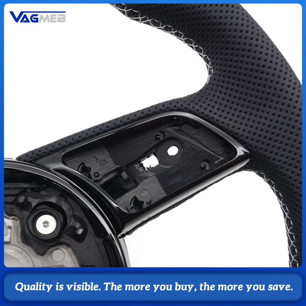 For Audi A4 B9 Sports Style Semi-perforated Leather Steering Wheel - Fit