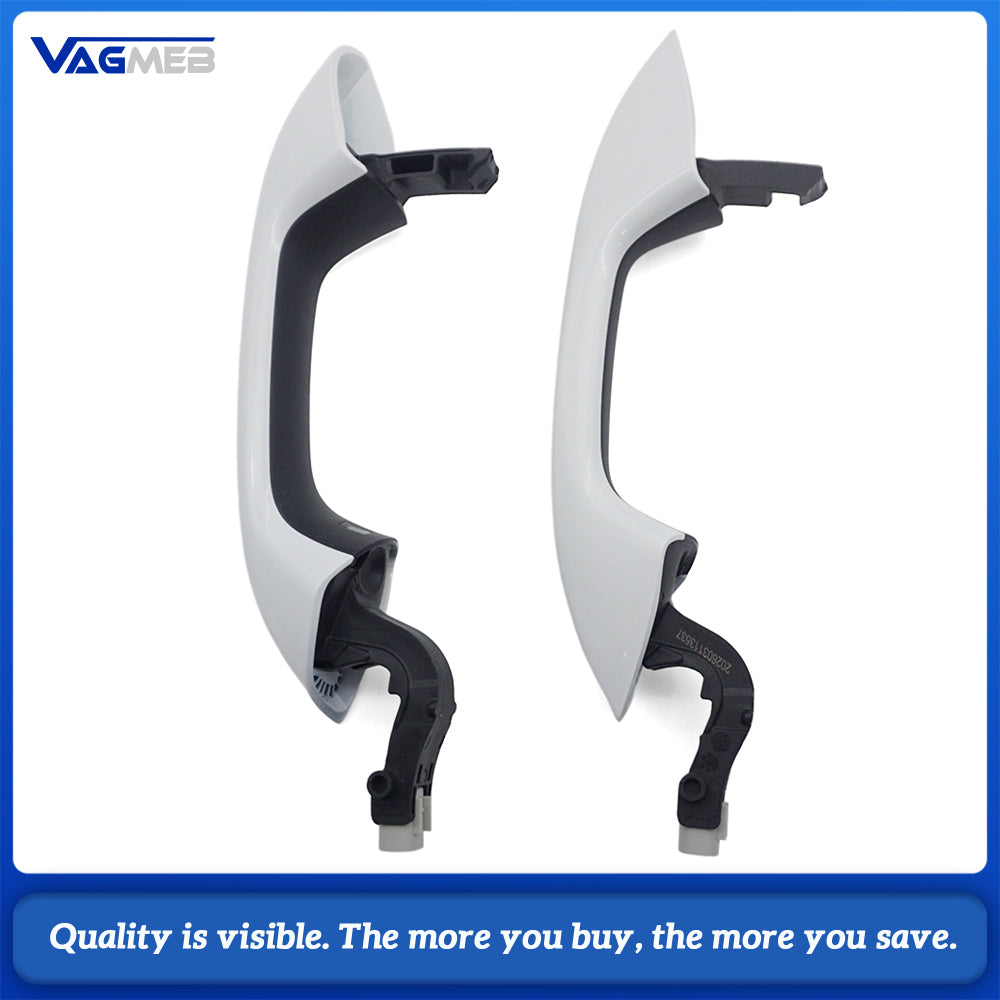 Car White LED Door Handles Kit 2Pcs Front Smart Inductive Touch Handles With Light + 2Pcs Rear Non-Inductive Handles Without Chrome Trim For Volkswagen Golf 8 MK8