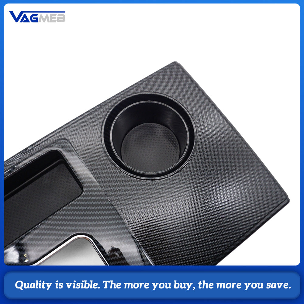 Center Console Shifter Bezel Gear Shift Panel Cover Cup Holder Trim Carbon Fiber For Toyota Tacoma 2005-2015
