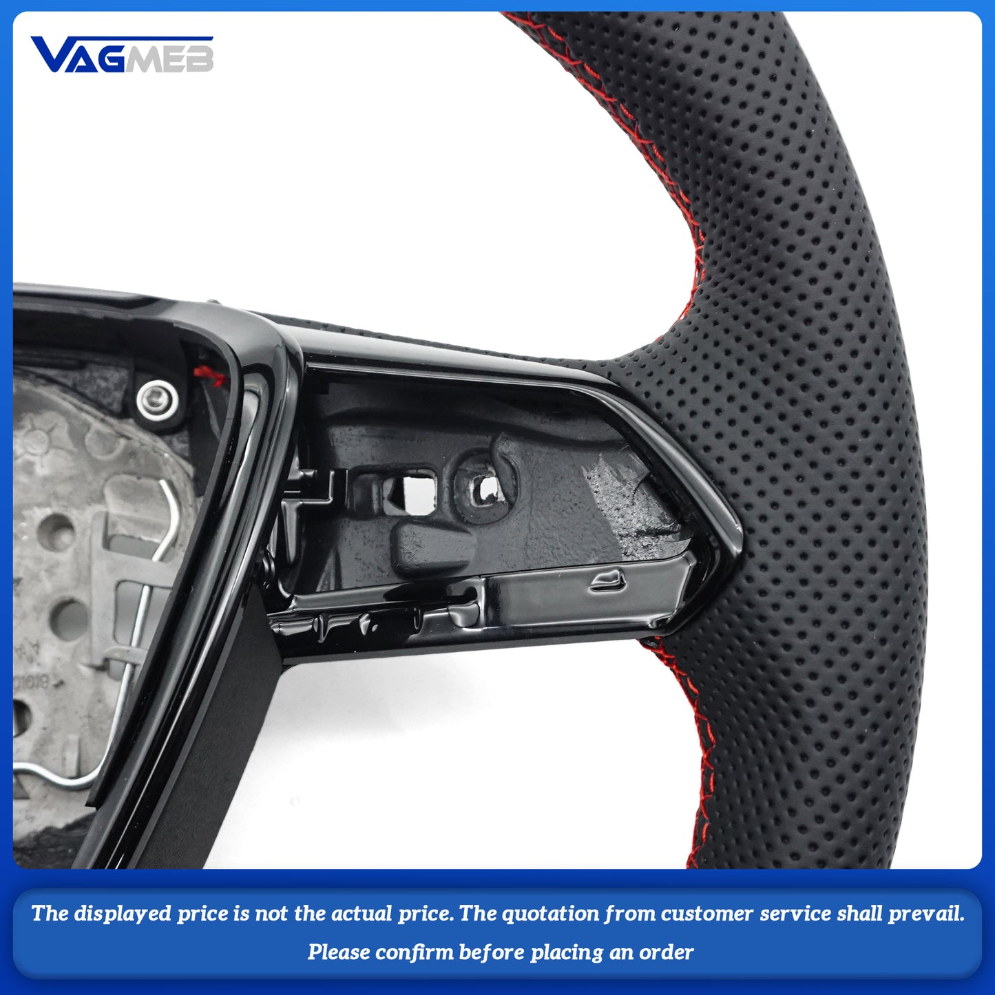 Heated steering wheel for AUDI A6 C8, painted black leather, RED  stitching multifunctional steering wheel, Car Accessories