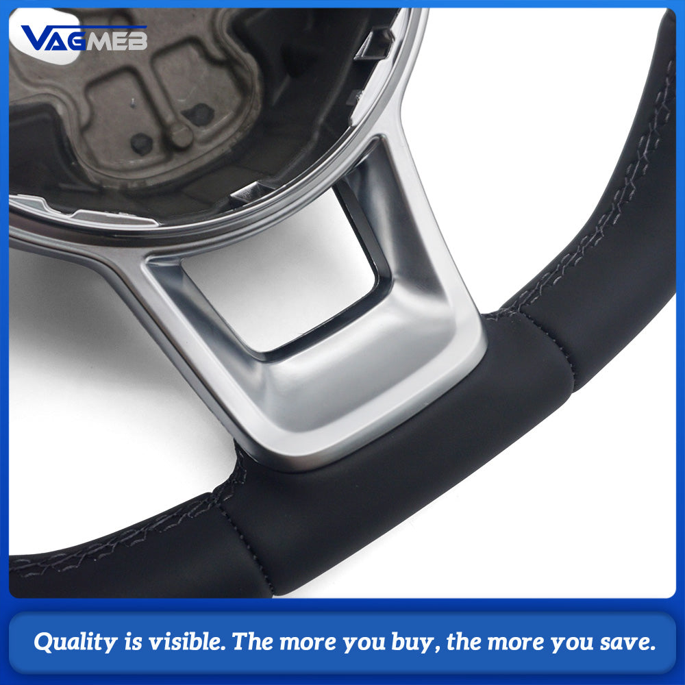 Steering wheel with button frame genuine leather black stitching for VW Golf MK7 GTI