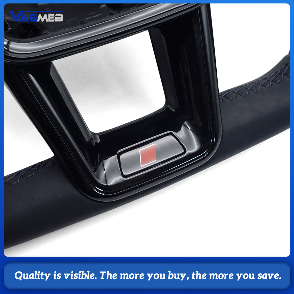 Suitable for Audi A6 C8 A7 perforated leather baking black sports flat bottomed steering wheel, multifunctional