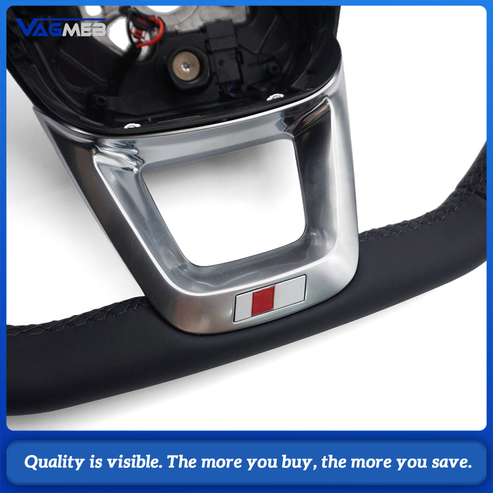 Flat Bottom Half Perforated Leather Steering Wheel Black Stitch S Badge With Multifunction Buttons Mini Paddle Shifters Heating For Audi Q5L FY SQ5