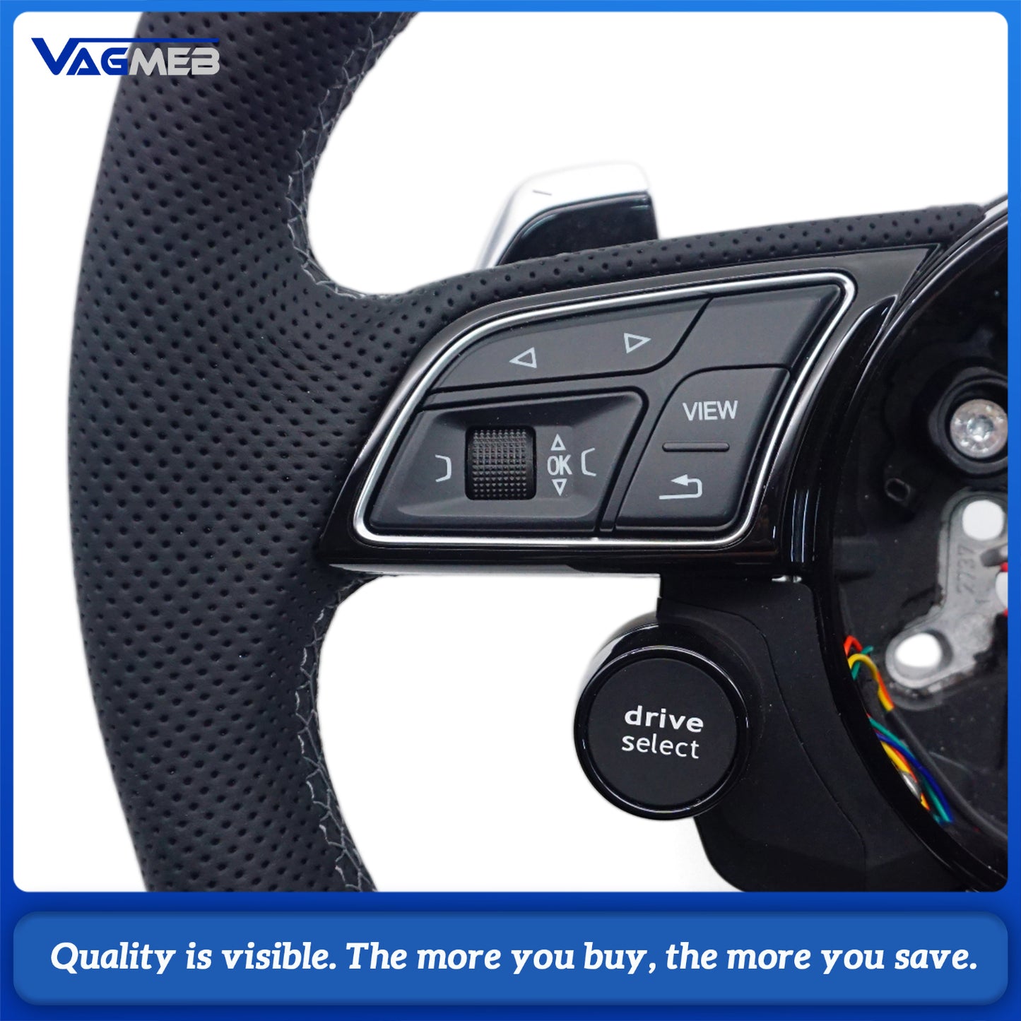 Sport steering wheel suitable For Audi A4 B9 S3 RS4 RS5 A3 A5 S3 S4 S5 perforated leather steering wheel with R8 button