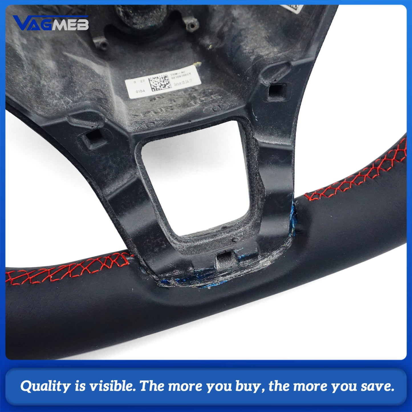 Leather perforated flat bottomed power steering wheel for VW Golf 6 MK6 GTI GTD R R-Line, Car Accessories
