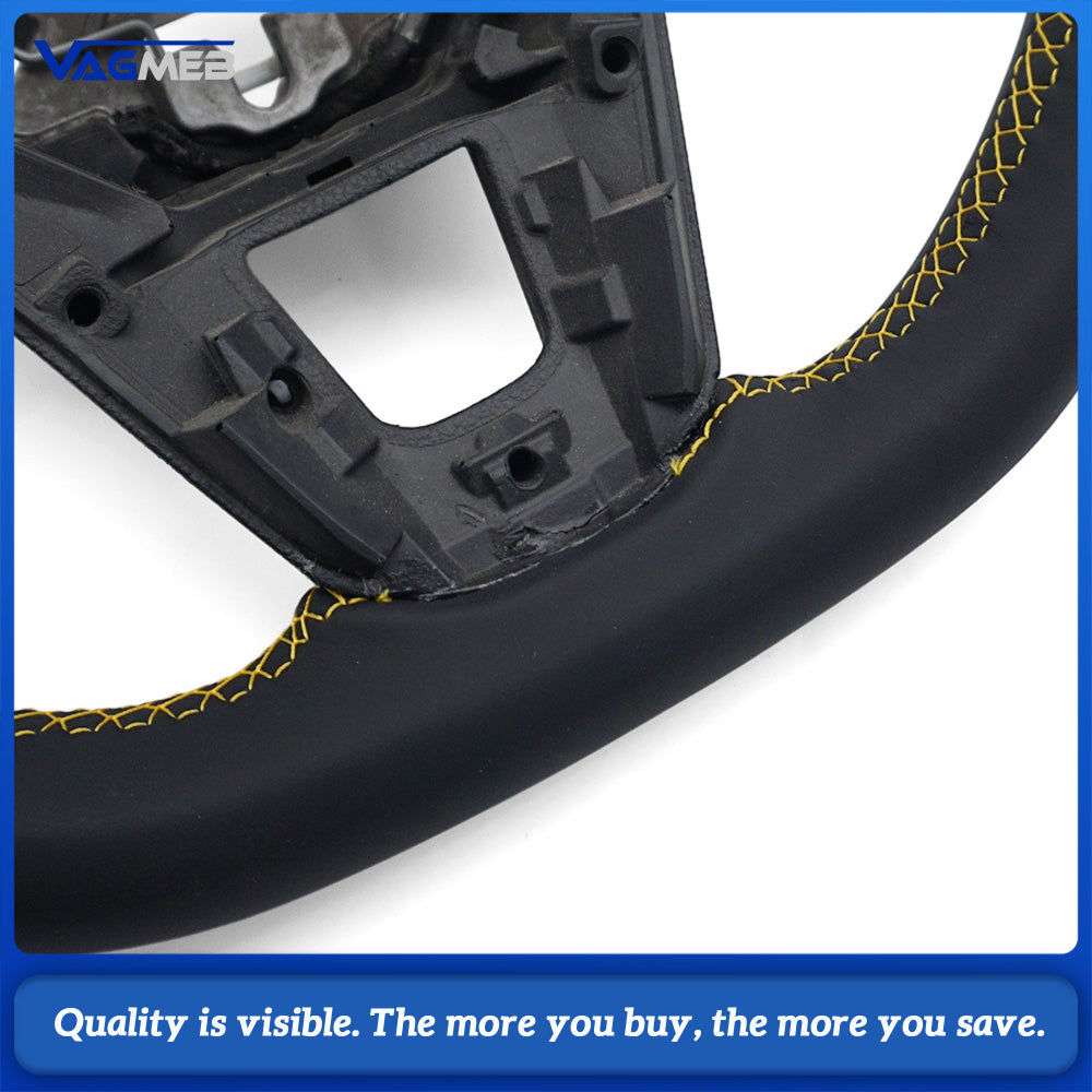 Car Steering Wheel Base Half Perforated Leather Yellow Stitching Yellow Center Marker Heated Function With Paddle Shifters Replacement For Volkswagen Golf 8 MK8