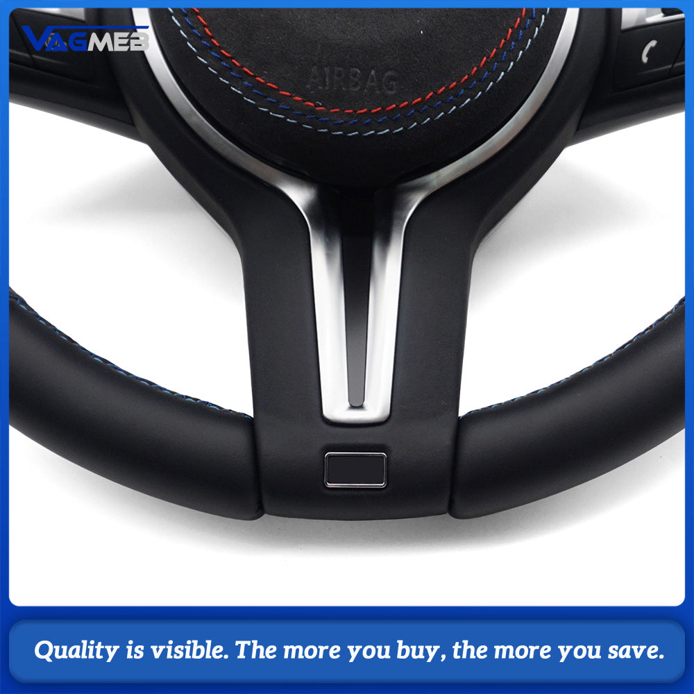 For BMW 3 Series F30 M Sport Steering Wheel Half Alcantara Tri-color Stitching