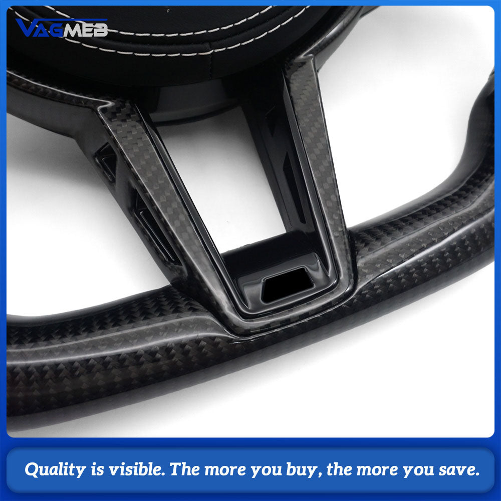 For BMW G20 3 Series CS Racing Steering Wheel Bare Skeleton Base Half Perforated Nappa White Sew Carbon Frame White Carbon Shift Paddle Replacement Wheel
