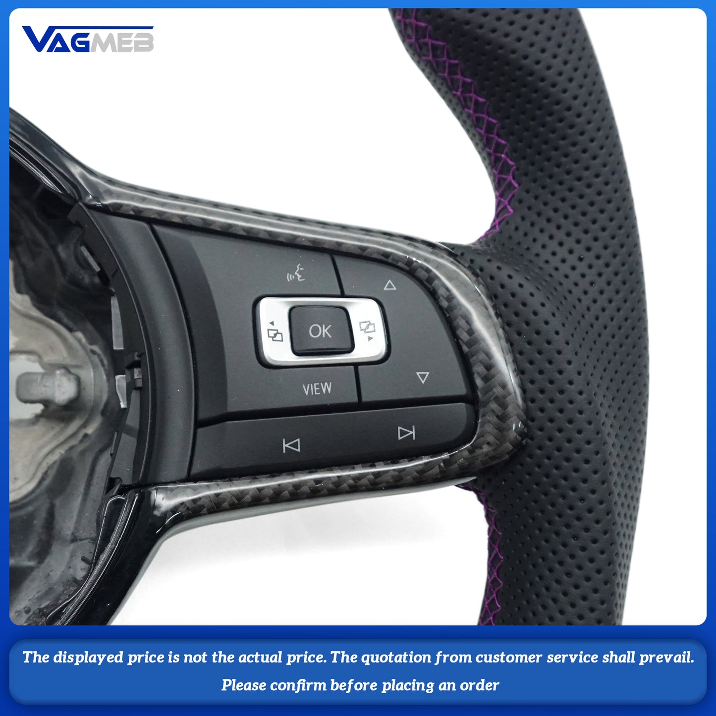 For VW Golf MK 6 7 7.5 GTI GTD GTE R Polo Customm carbon fiber RLine sports steering wheel half leather Alcantara Multi-color