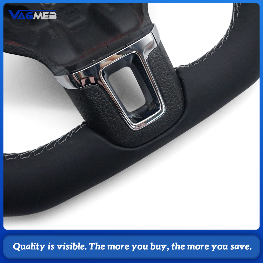 Car Carbon Fiber Half Perforated Steering Wheel Gray Stitching Racing Steering Wheel Replacement For Volkswagen Golf 6 MK6