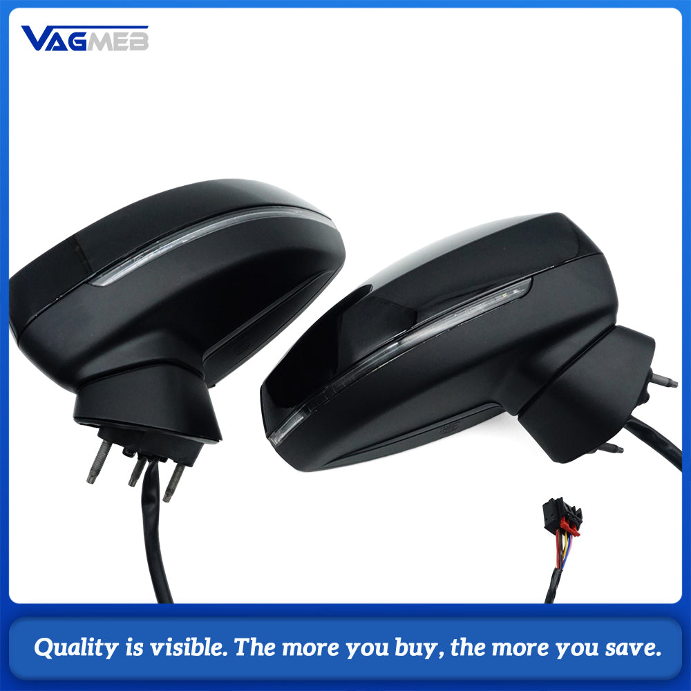 Power Folding Heated Side Mirror Assembly (Black Housing) for 2018 Audi A3 Limousine Car Door Mirror Replacement