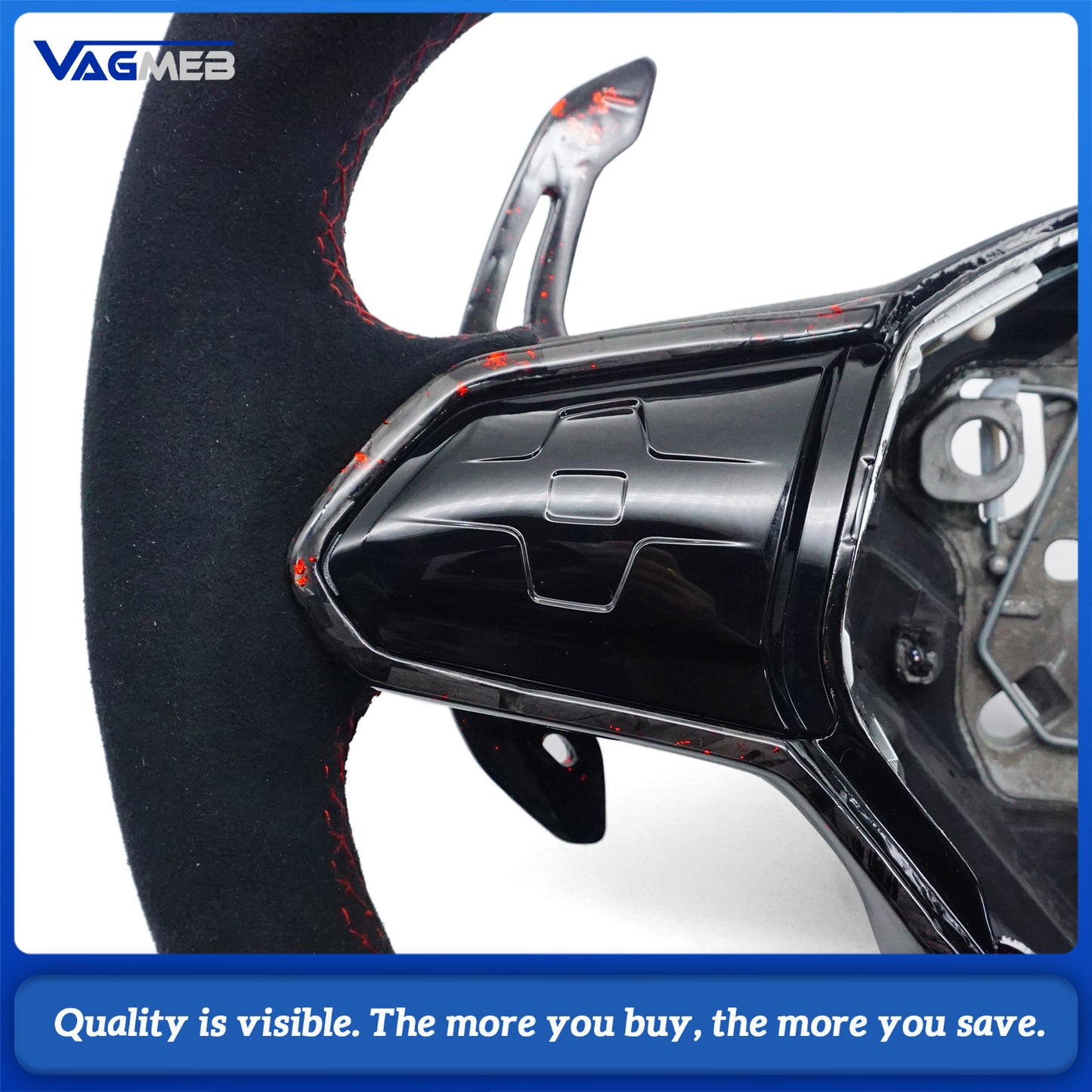 LED Car Steering Wheel Carbon Fiber Custom Leather For VW GOIF MK8 Golf GTi7 GTS Tiguan L Passat Car Accessories