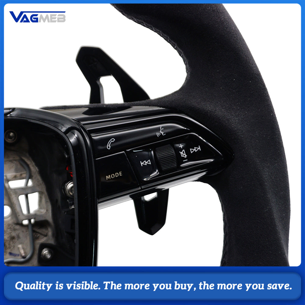 Carbon Fiber Steering Wheel, For Audi A6 C8 A7, With Buttons And Shift Paddles, Black Frame, Car Accessories， without heating
