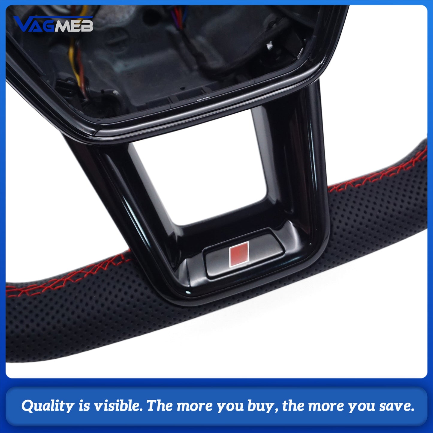 Blackened steering wheel suitable for Audi A6 C8 A7 red stitched leather sport steering wheel with heating