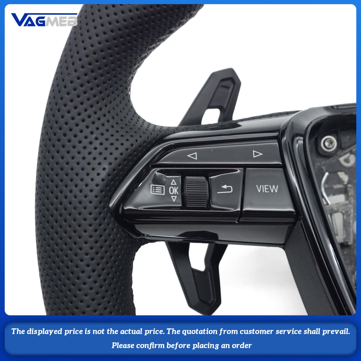 For Audi A6 C8 matte carbon fiber leather  bottomed sports steering wheel with heating