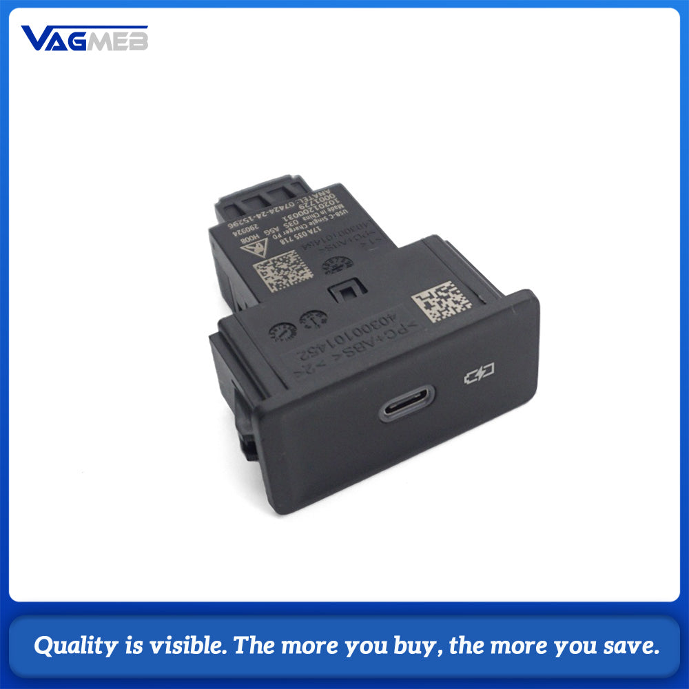 For VW Touareg 17A 035 718 Double USB-C PD Charger Module Rear Armrest Outlet Socket