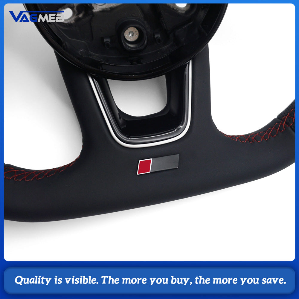 For Audi A4 B9 RS Sport Steering Wheel With Heating Function Red Contrast Stitch Without Paddle Shifter