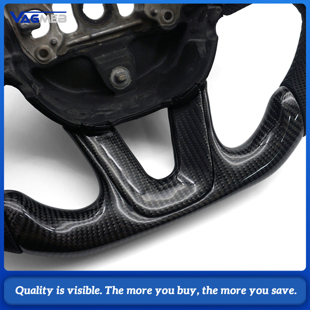 Real Carbon Fiber Steering Wheel for Dodge Challenger Charger Hellcat 2015-2022, Sport Car Interior Accessory
