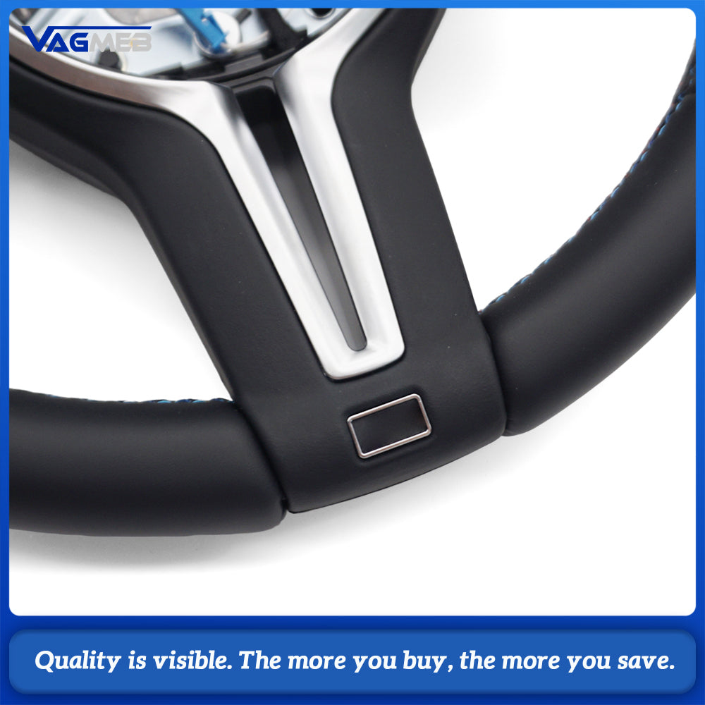 M Sport Steering Wheel For BMW 3 Series F30 G20, Half Alcantara, M Color Stitching, Blue Center Mark, Heated