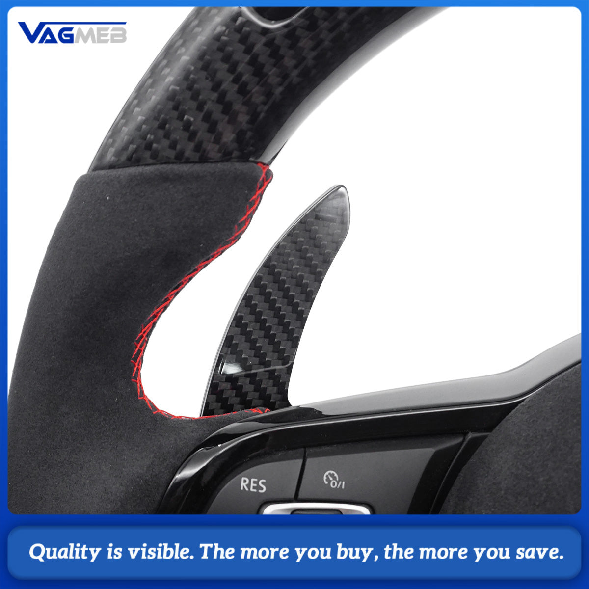 Upgrade Steering Wheel For VW Golf 7 MK7 GTI R Alcantara Forge Carbon LED Racing Wheel