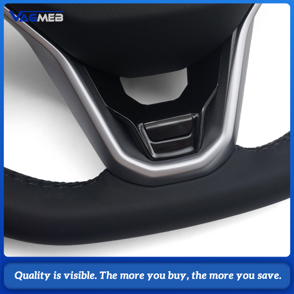 For VW Touareg R Sport Steering Wheel Full Set Semi-Perforated Leather Black Stitch Airbag Multifunction Paddles