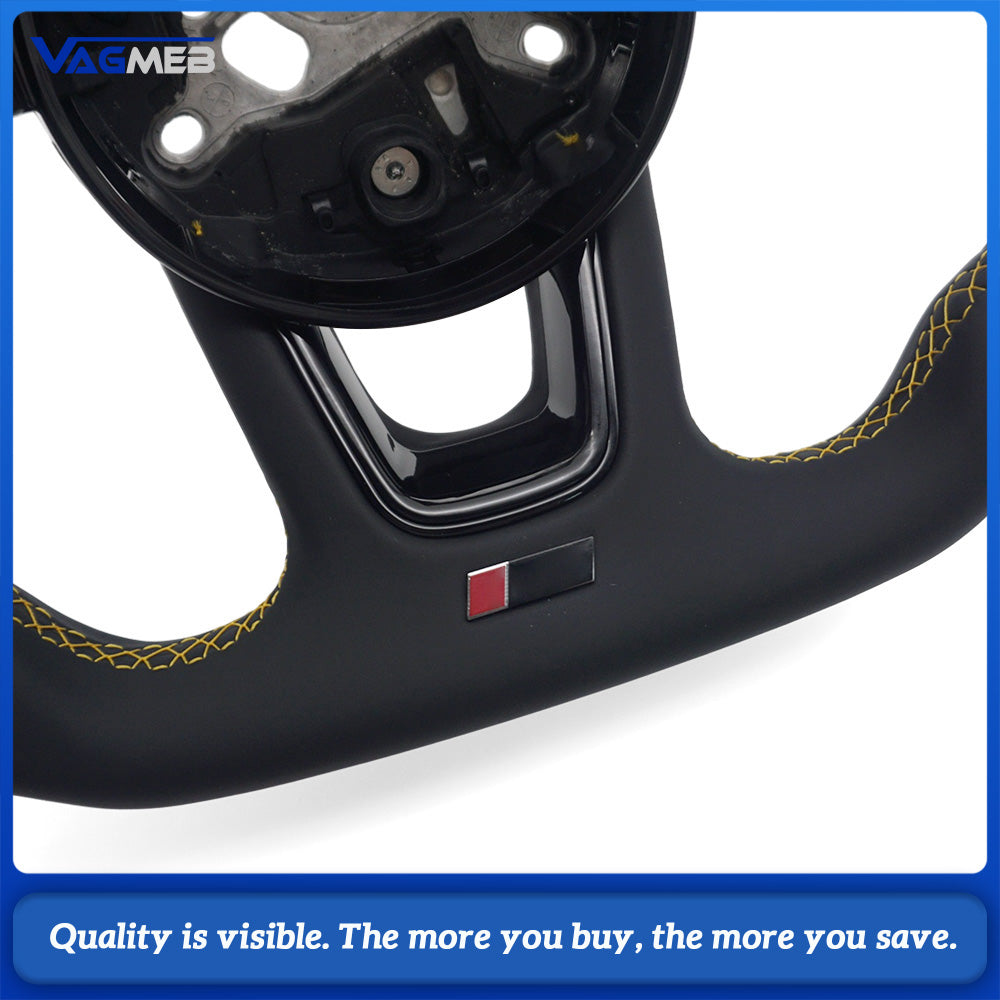 Perforated leather sports steering wheel with shift paddles installation holes suitable for Audi A4 B9