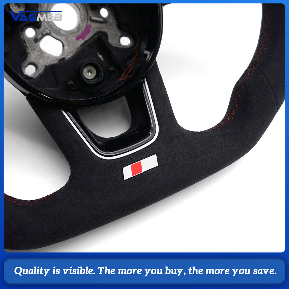 For Audi A4 B9 Full Suede Leather Flat Bottomed Sports Steering Wheel