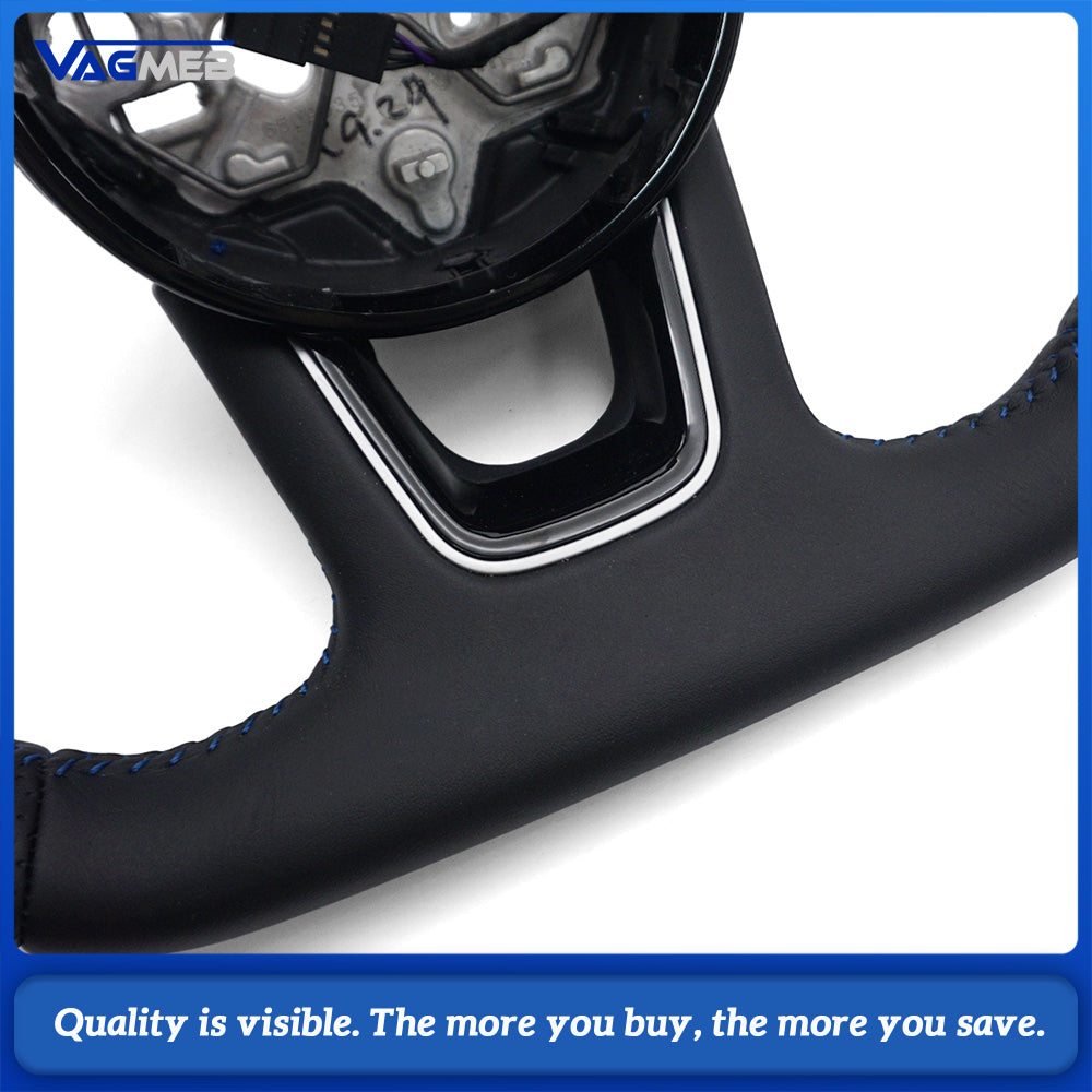 For Audi A3 8Y Genuine Perforated Leather Steering Wheel, Blue Contrast Stitching, S Badge, Lamborghini Style Big Shift Paddles, Car Interior Modification Sport Steering Wheel