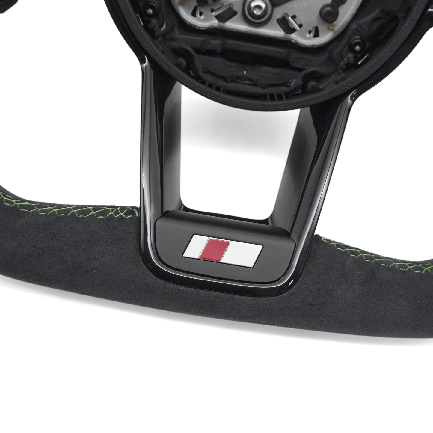 For Audi A4 B9 Matte Carbon Fiber Sports Steering Wheel Green line - Green positive mark