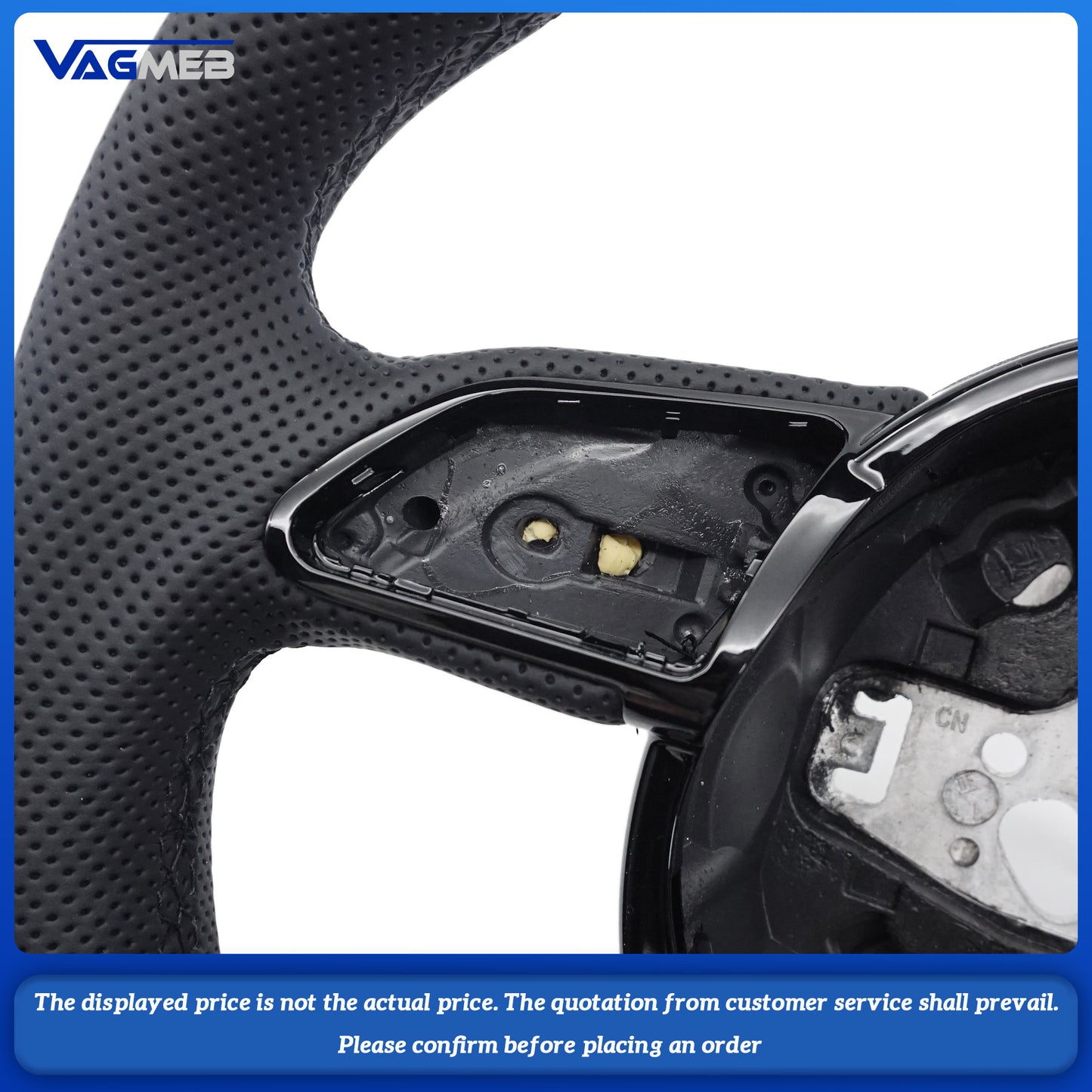 Leather Steering Wheel for Audi A3 8V A4 B9 A5 A6 A7 Q3 Q5 Q7 Perforated Steering Wheel Flat Bottom Red suede label Steering Wheel