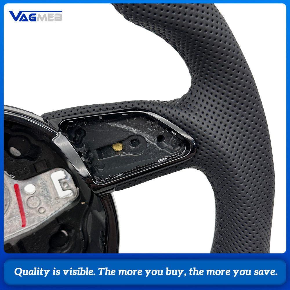 Shaped Steering Wheel Base Half Perforated Black Stitch Black Centering Mark for Audi A4 B8