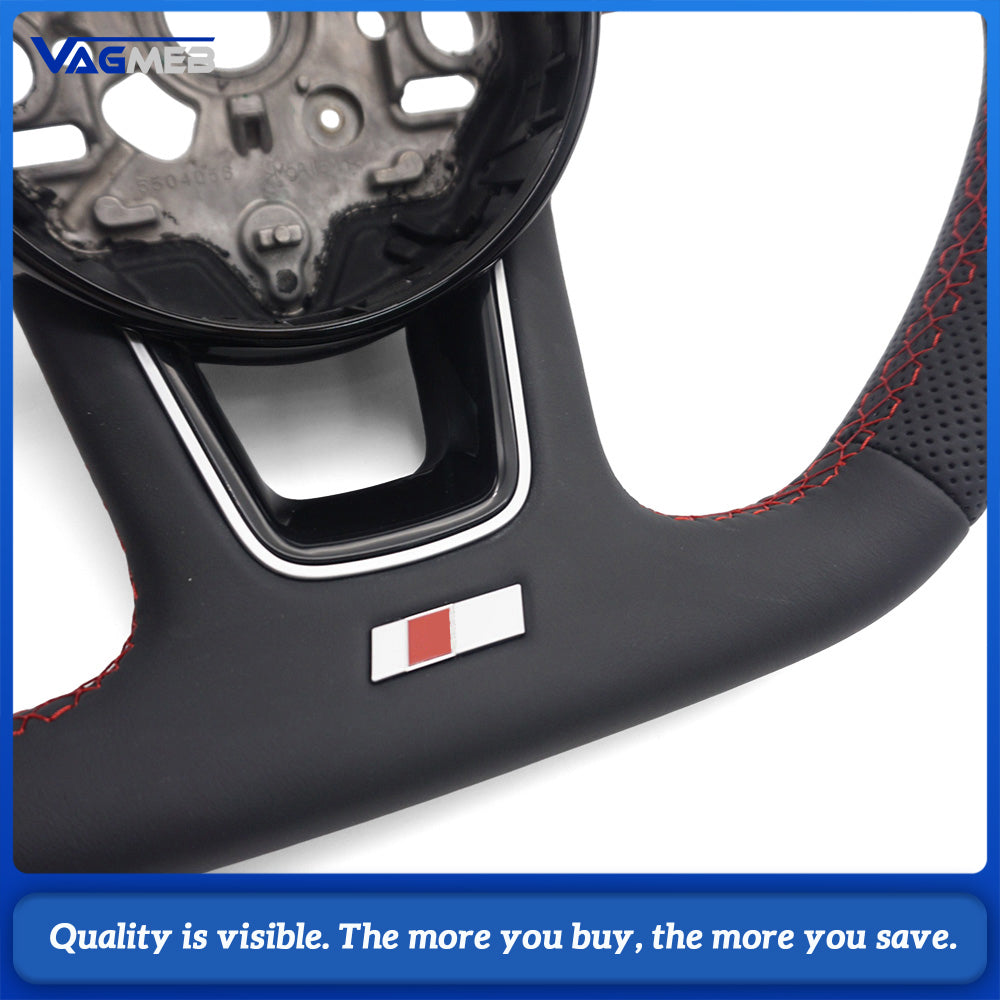 Car steering wheel for Audi A3 8Y perforated leather flat bottomed sports Redline steering wheel car accessories