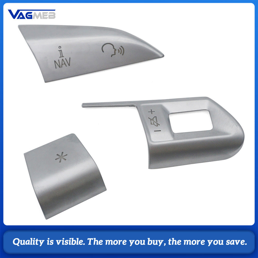 For Audi A6 C7 Chrome Silver Steering Wheel Button Upper Cover, Car Steering Control Switch Cap Replacement Modification Part