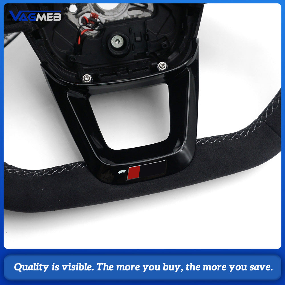 For Audi Q5L FY Sport D-shaped Steering Wheel Real Gloss Carbon Full Suede White Sewing Built-in Heating Function