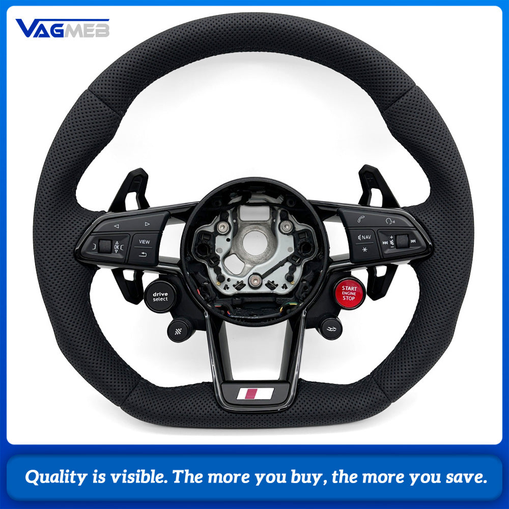 For Audi R8 TT Button Perforated Leather Multifunctional Black Stitching Steering Wheel Assembly