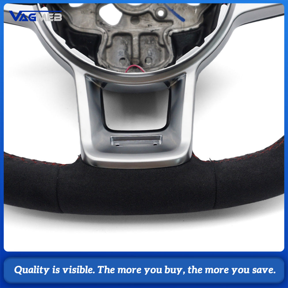 Full suede with red stitching & red center marker Steering Wheel For VW Golf 7 MK7 Polo gti 7 jetta passat R-Line Golf 6 CC