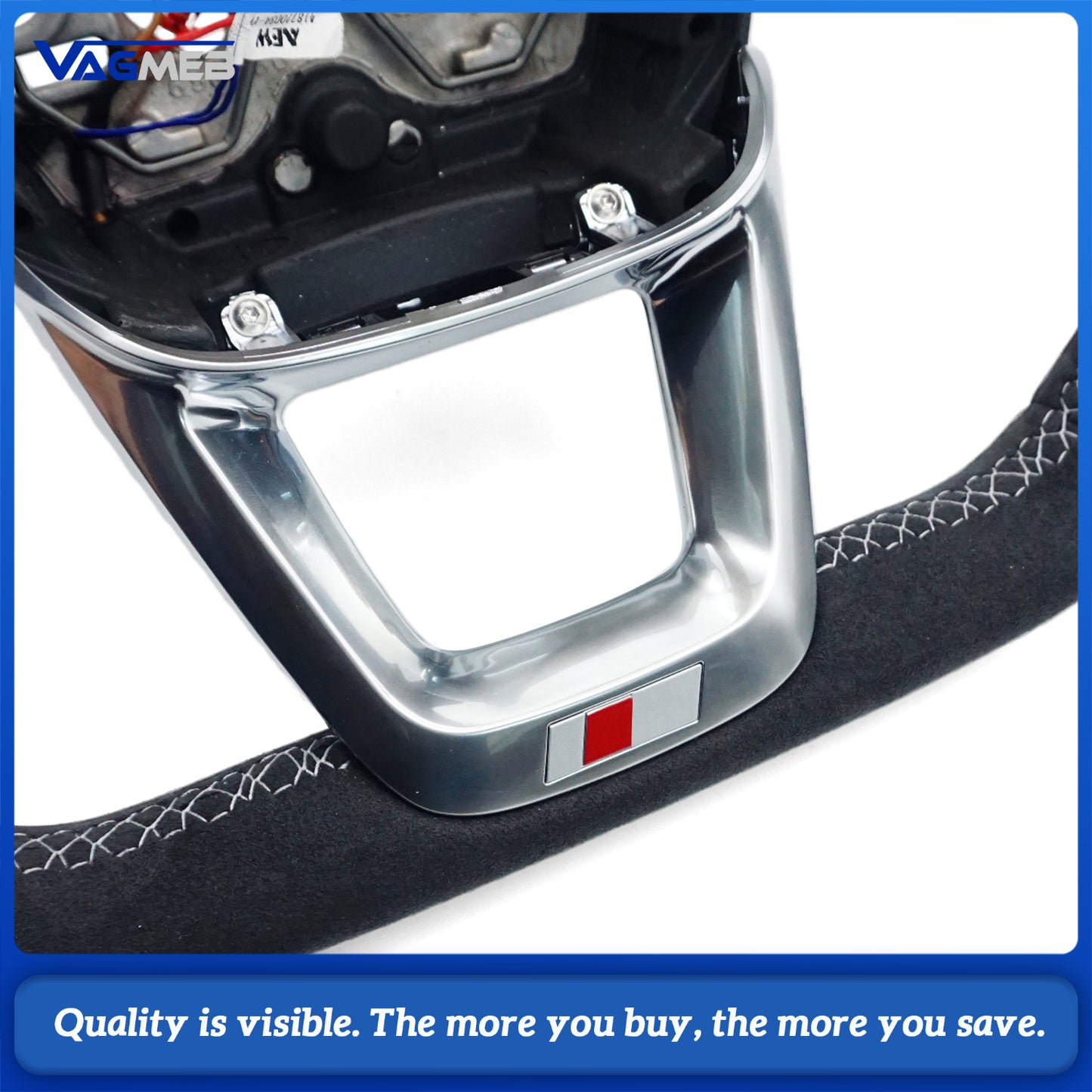 Fully furry steering wheel with multi-color stitching for Audi Q3 SQ3 RSQ3 Custom Fit Accessory With heating function