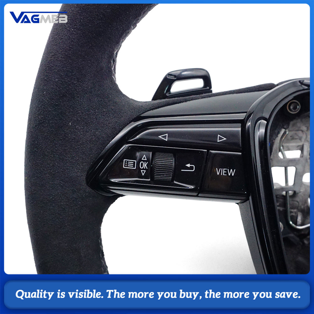 A is suitable for Audi A6 C8 A7 matte carbon fiber Alcantara multifunctional steering wheel with heating, Car Accessories