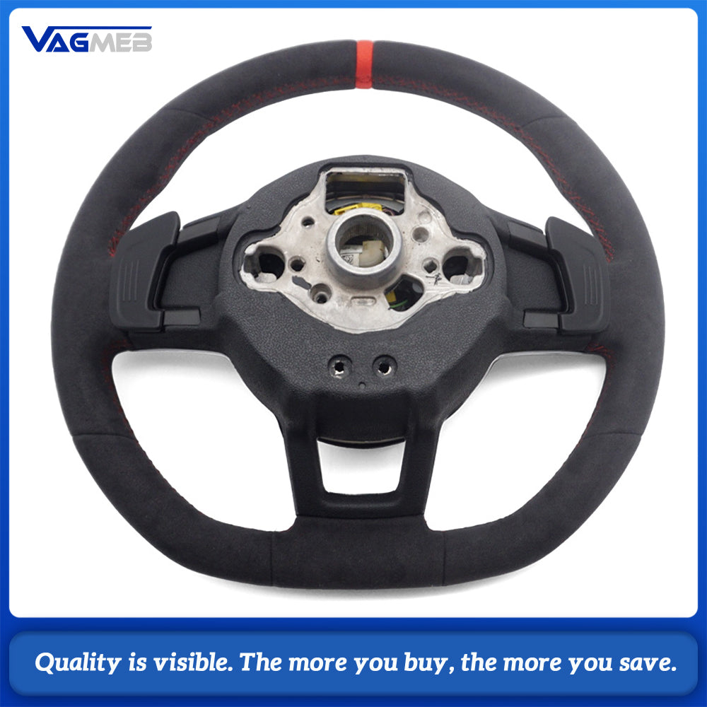Alcantara Steering Wheel Cover Compatible with Volkswagen Golf GTI Golf R MK7 Polo GTI Scirocco