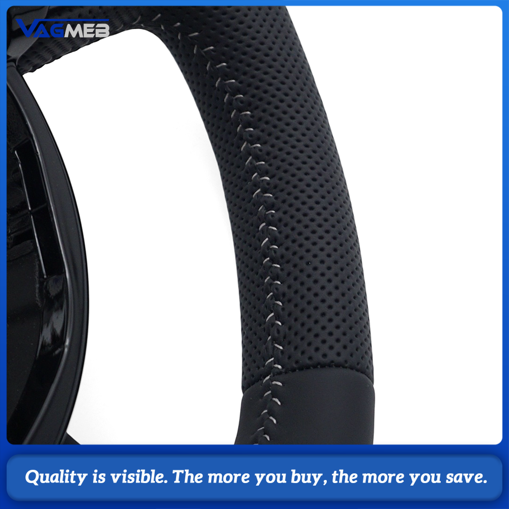 Car Half Perforated Steering Wheel Silver Stitching Without Control Buttons And Paddle Shifters Replacement For Audi A6 C7