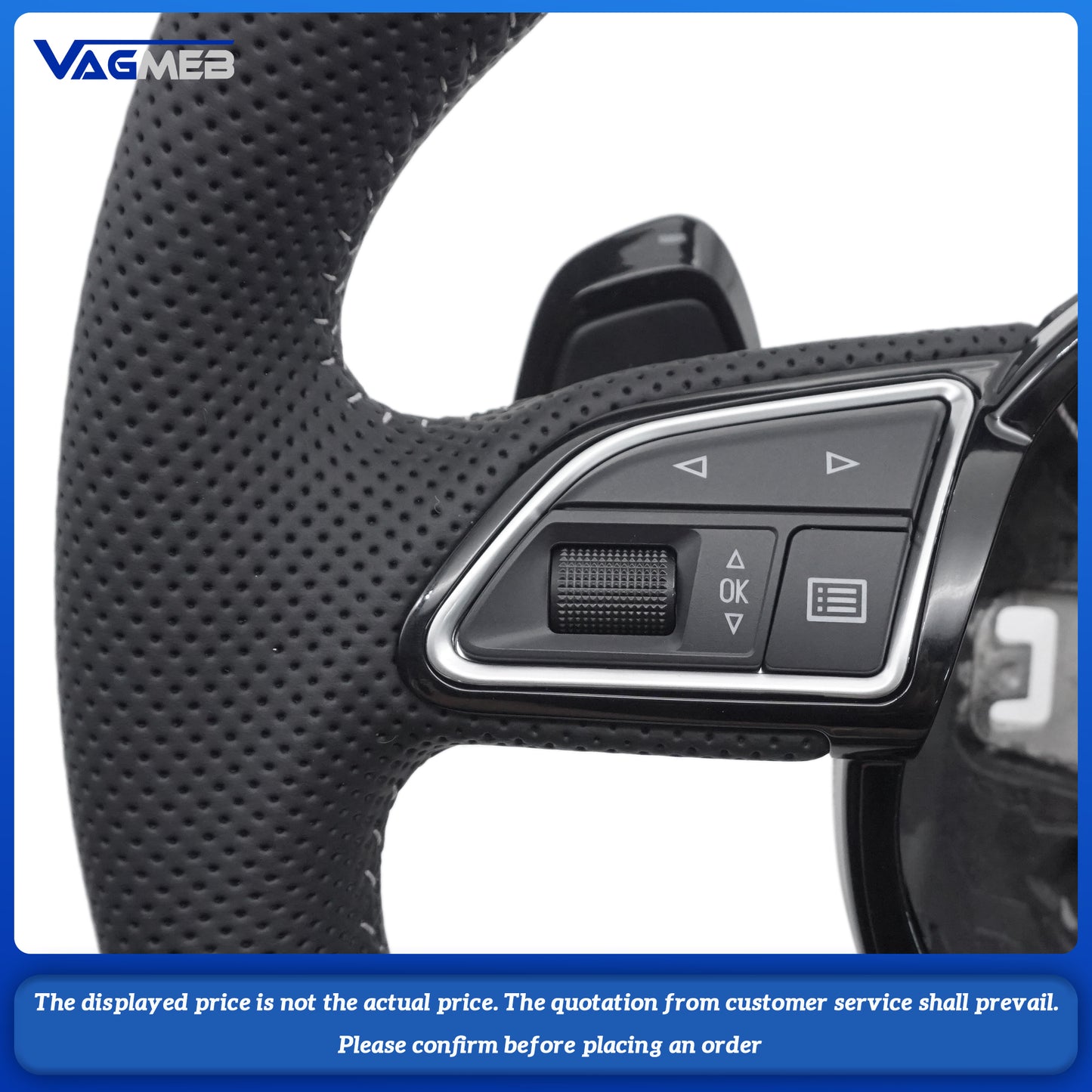 Leather Steering Wheel Upgrade Fit For Audi A4 B8 Q3 A3 8V Steering Wheel