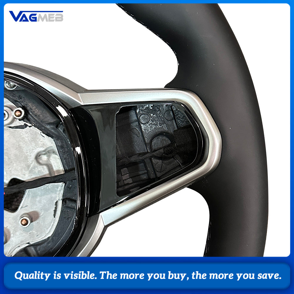 For BMW G20  Leather Steering Wheel Black Stitch Black Marker With Button Frame Heated Vibration Hands Off