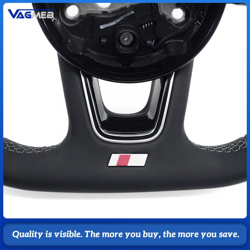 For Audi S Logo A4 B9 leather Full punch half punch Multi-color stitching various styles of paddles steering wheel