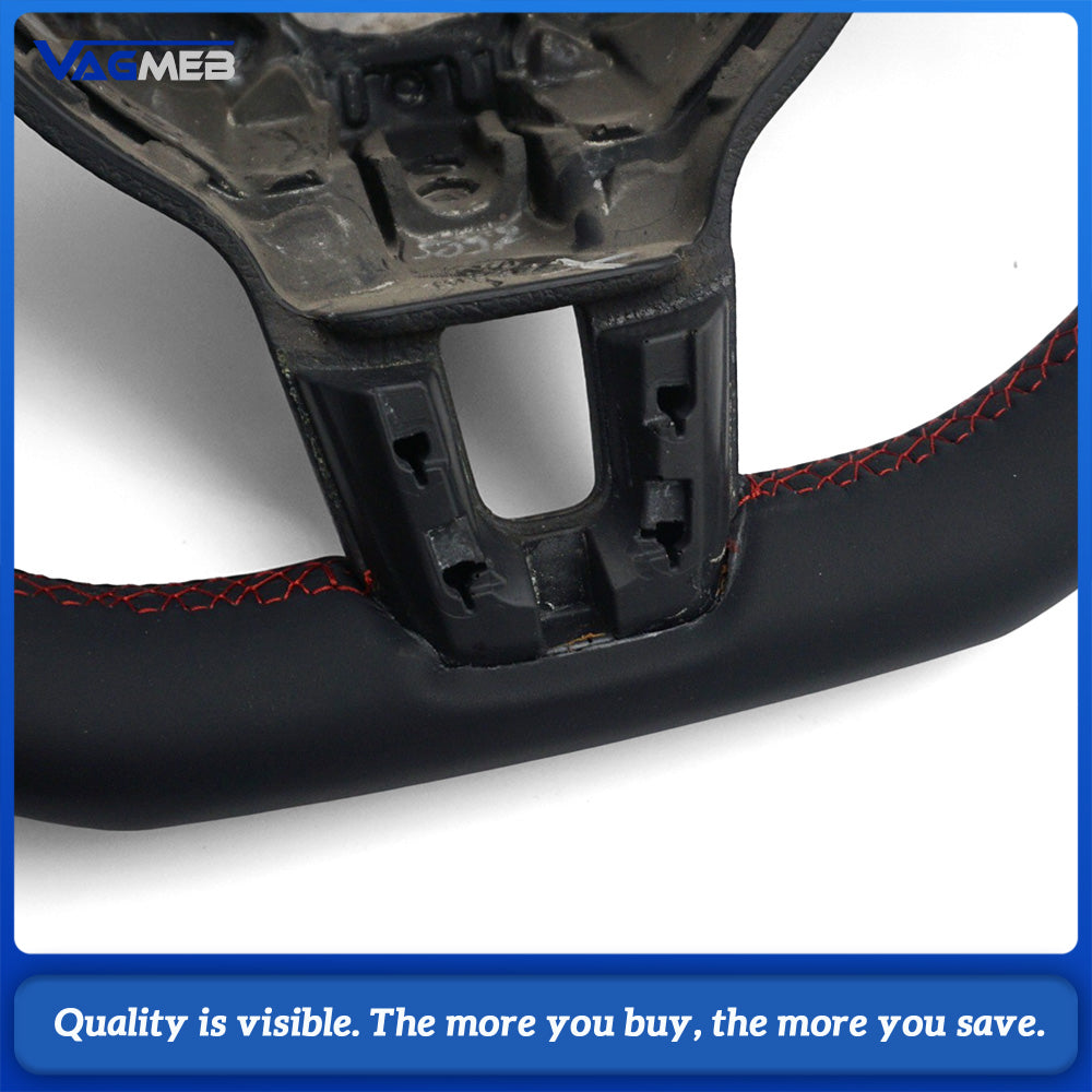 Steering Wheel Base For VW Golf MK6 GTI, Half Perforated Leather, Red Stitching, Red Centering Marker, Sport Steering Wheel Core Base Replacement