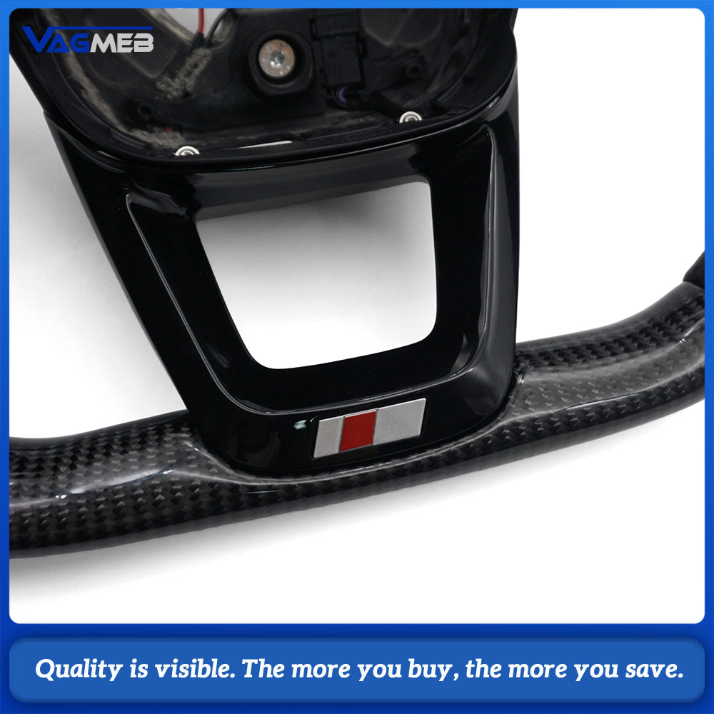 Black Series S Logo Carbon Half Alcantara Steering Wheel Assembly Heated Shift Paddles For Audi Q5 FY
