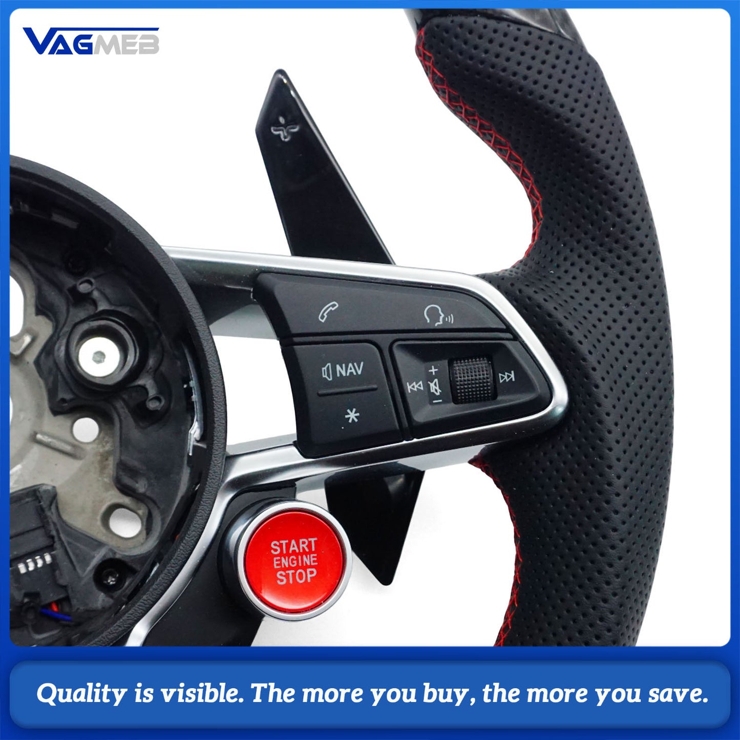 Carbon Fiber Steering Wheel For Audi R8 TT TTS TTRS Steering Wheel Customized One Start Buttons Sport Wheel Assembly