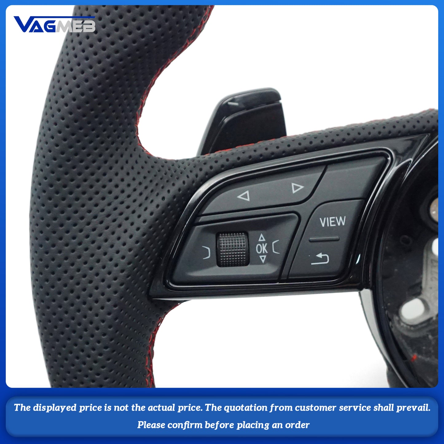 For Audi S logo A4B9, half-punched red line, red return marking with buttons, large paddle shifters, steering wheel