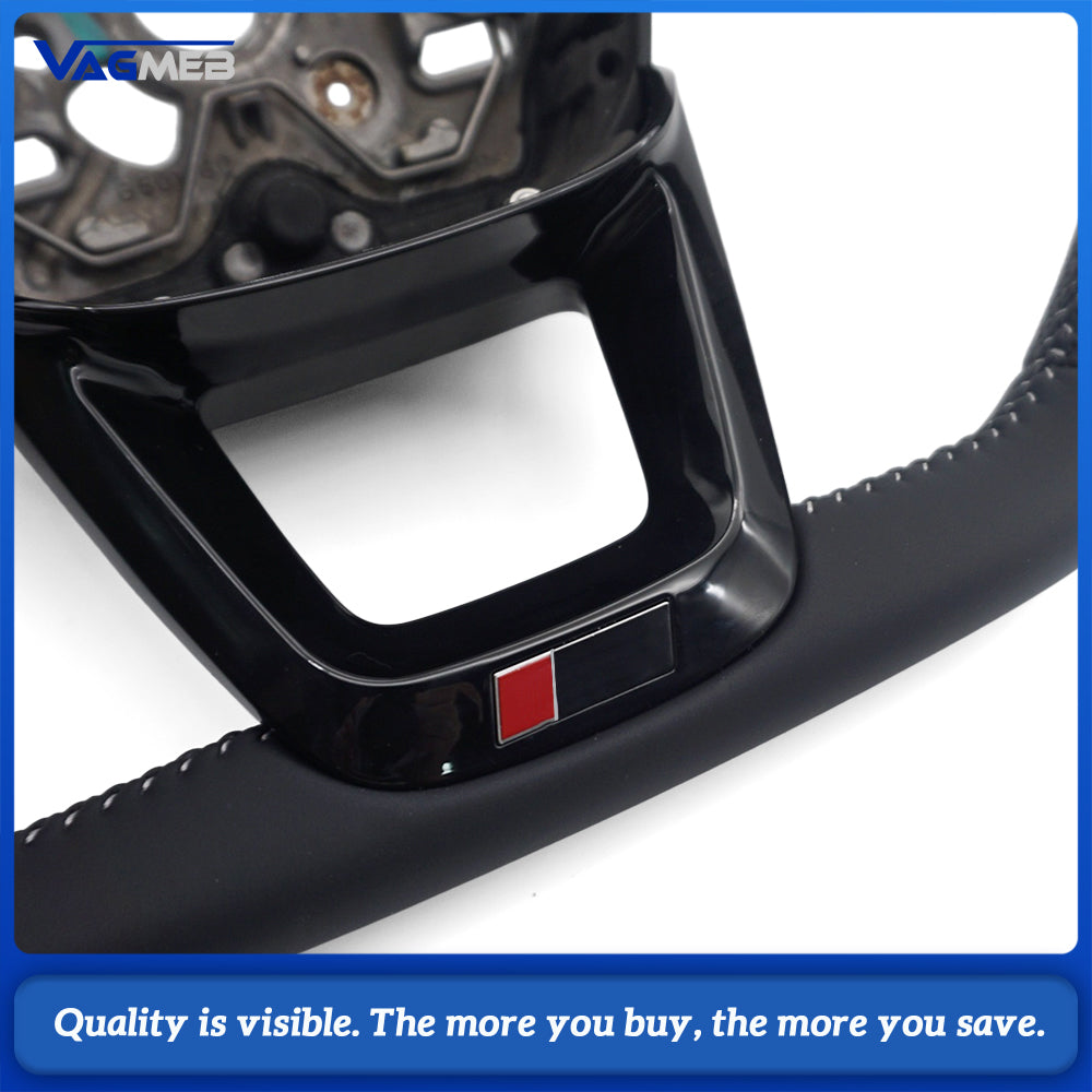 Suitable for Audi Q3 F3 perforated leather flat bottomed Black Line steering wheel, Car Accessories